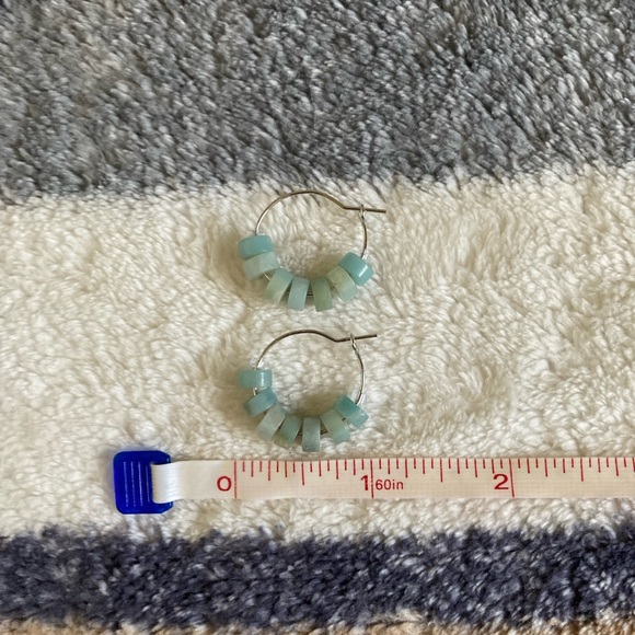 Handmade Artisan Amazonite Stone Hoop Earrings - Picture 5 of 8